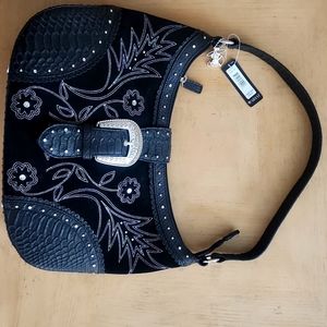 Black leather and suede Ariat purse